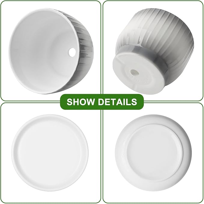 6.7 + 5.5 Inch Ceramic Plant Pots,Planters with Drainage and Saucer,Indoor Pots for Plants,Modern Flower Pots for Home and Office（Gray + White）
