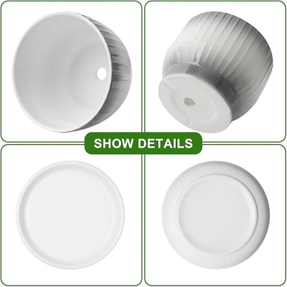 Ceramic Plant Pots,5.5 Inch,Set of 4,Planters with Drainage Hole and Saucer,Flower pots for Indoor Plants,Modern Design(Gray+White)