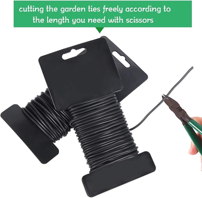 Shintop 3.5mm Garden Ties, Reusable Plant Twist Tie Black Heavy Duty Soft Plant Wire for Gardening, Home, Office (52.5 Feet)