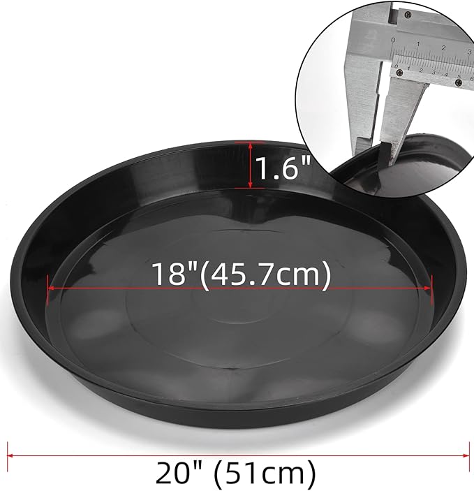 Black Plant Saucer 20 Inches for Indoors/Outdoors, 3 Packs Bonsai Planter Pot Saucer 18 Inches Base Extra Large Plant Trays for Pots.