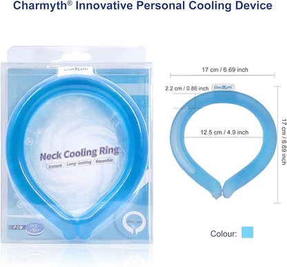 Neck Cooling Tube Reusable Ice Cooler Ring Instant Cooling Below 15°C (59°F) Portable Neck Wrap for Summer Outdoor & Indoor Use Heat Relief & Comfort (Blue)