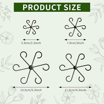 4 Pcs Black Plastic Plant Stem Supports, Assorted Sizes, Indoor/Outdoor, Climbing Plant Trellis Stakes Holder for Monstera Potted Plant