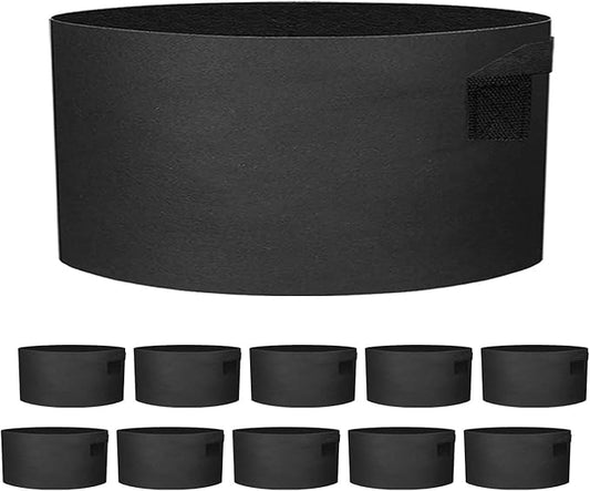 10 Pack 20 Gallon Grow Bags - Black Breathable Fabric Pots Heavy Duty Aeration Fabric Pots Thickened Nonwoven Fabric Pots Plant Grow Bags with Handle