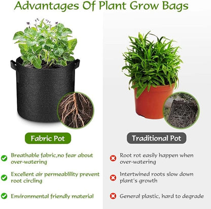 50 Pack Grow Bags Fabric Pots with Handles Aeration Grow Pots Garden Plant Bags for Gardening, Plant and Vegetables, Black (7 Gallon)