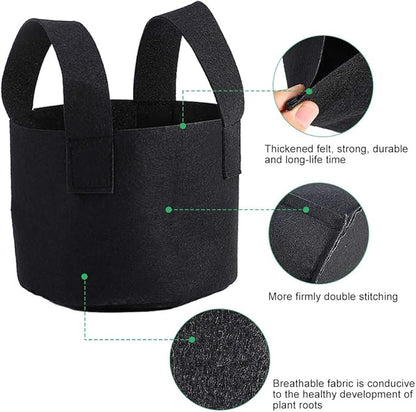 Black Felt Plants Growing Bag, Plant Grow Bags Garden Bag to Grow Vegetables, Vegetable Potato Planter Containers Flower Aeration Planting Pot Container for Planting Potatoes (1 Gallon (14 x 18cm))