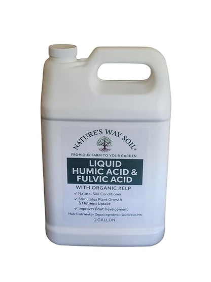 Nature's Way Soil Liquid Humic & Fulvic Acid with Organic Kelp, Concentrate, Natural Soil Conditioner, Plant Growth Stimulator, 1 Gallon