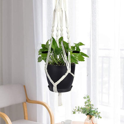 Plant Pots, 12 Pack 6 inch Modern Plastic Planters with Drainage Holes and Saucers for Indoor Outdoor Plants and Flowers, Black