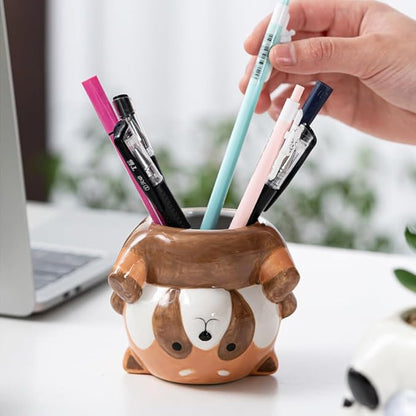 DIYOMR Cute Animal Planter Upside Down Ceramic Cartoon Succulent Pot Animals Shaped Small Flowerpot for Kid's Room Decoration Desktop Planting Ideas Creative Pen Holder - Plants Not Included (Cow)
