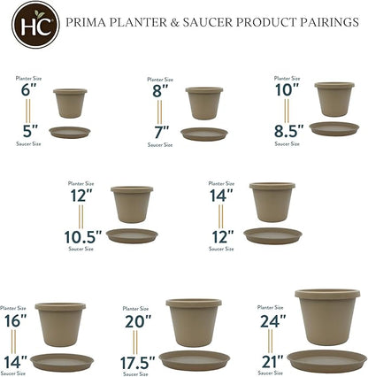 The HC Companies Prima Round Plastic Plant Pot w/Rolled Rim - Lightweight & UV Resistant Flower Pot for Herbs & More - Outdoor & Indoor Plant Pots w/Drainage (12 inch, Sandstone, Pack of 1)