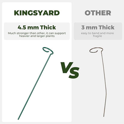 Kingsyard 16 Inch Plant Support Stake - 20 Pack, 4.5mm Thick All Metal Garden Plant Support Stakes for Outdoor Plants Single Stem Flowers Dahlia Lily Rose Peony Hydrangea Tomatoes Sunflower Gladiolus