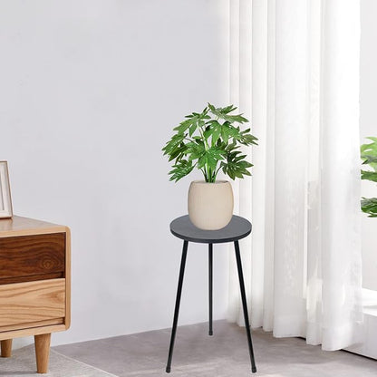 ARTORA RTORA Indoor Plant Stand, Mid Century Wood Plant Stool Adjustable Corner Tall Plant Sand Wooden Small Round End Table 18 Inch Plant Holder for Flower Pots Modern Home Decor (Black)