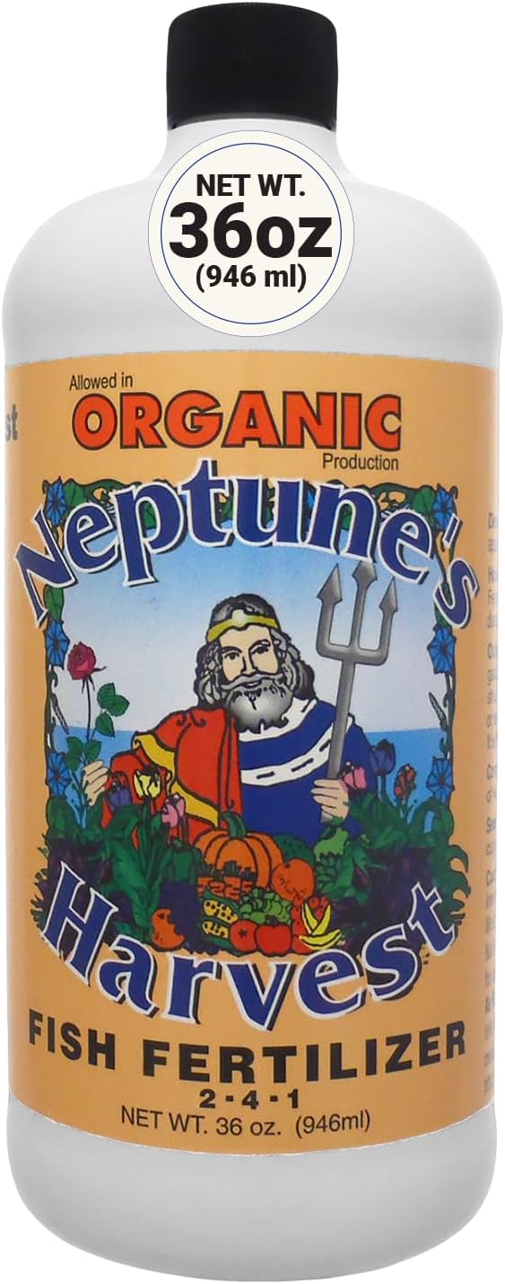 Neptune's Harvest Fish Fertilizer 2-4-1-36oz Bottle (Pack of 1) - Organic Liquid Plant Fertilizer - Fish Hydrolysate for Vegetables, Flowers, Fruit, Trees, Grass - Indoor and Outdoor Plant Food