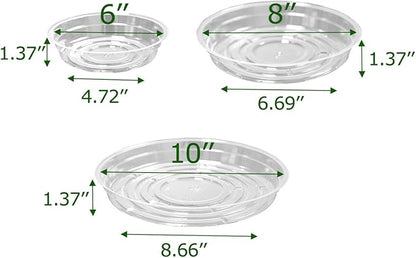 TRUEDAYS 15 Pack(6 inch/8inch/10inch) Clear Plant Saucers Flower Pot Tray Excellent for Indoor & Outdoor Plants