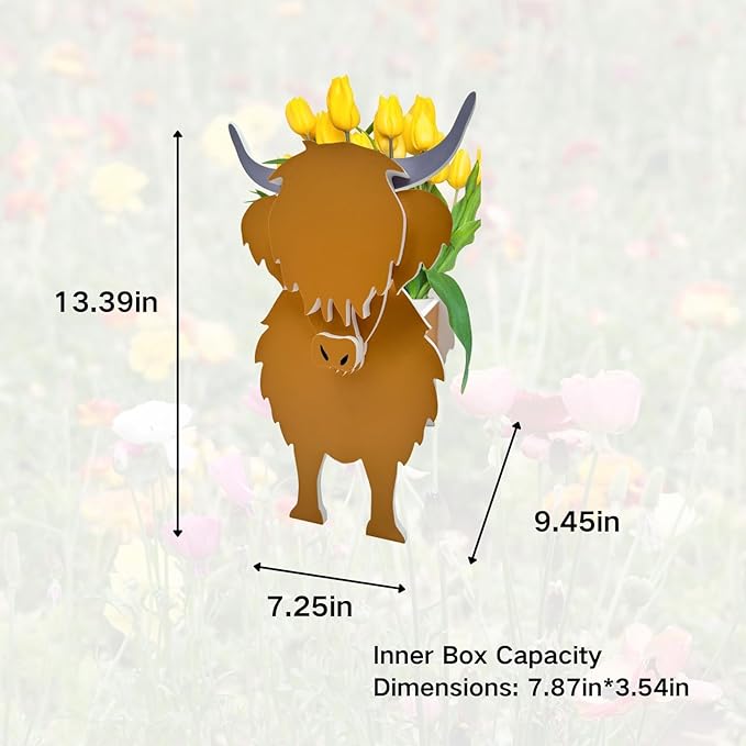 Cow Planter Plant Pots,Animal Flower Pot for Indoor/Outdoor,Small Cute PVC Animal Face Shape Plant Container Best for Home Office Garden Decoration Mom Gift Ideas