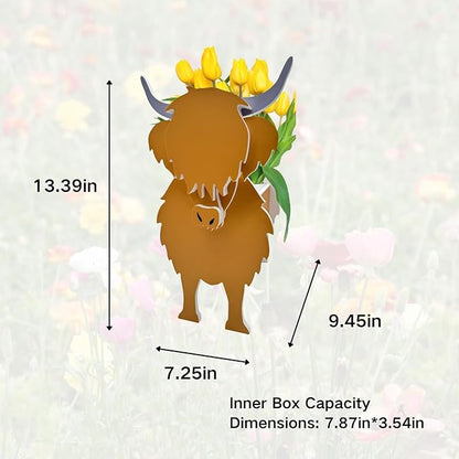 Cow Planter Plant Pots,Animal Flower Pot for Indoor/Outdoor,Small Cute PVC Animal Face Shape Plant Container Best for Home Office Garden Decoration Mom Gift Ideas