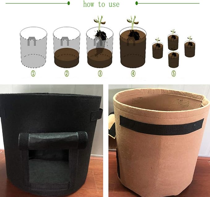 CANDeal 3pcs of Planter Grow Bags Potatoes Pot Carrot Tub Vegetable Cultivation with Underside Flap Access 7 Gallon Color Assorted
