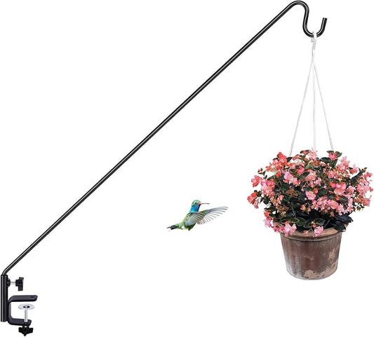 ERYTLLY 3 Inch Clamp Deck Hook 28" Long Deck Hook for Hanging Bird Feeder,Plants,Wind Chimes,Lanterns 1 Pack