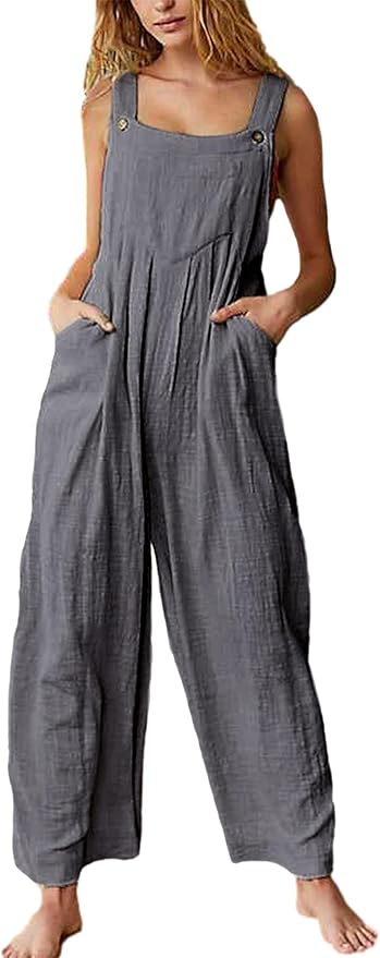 Fiona Jolin Overalls Women Summer Boho Floral Loose Wide Leg Jumpsuits with Pockets Patchwork Bib Overalls