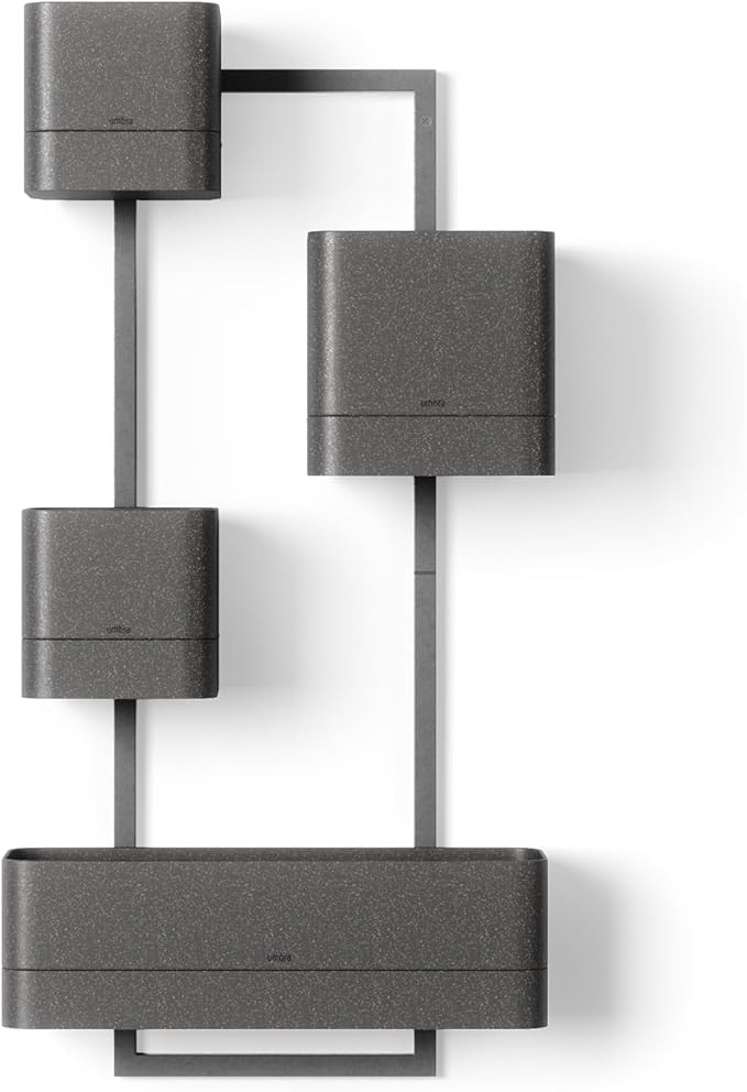 Umbra Cubiko Wall Planter with 4 Lightweight and Durable Pots (Black)