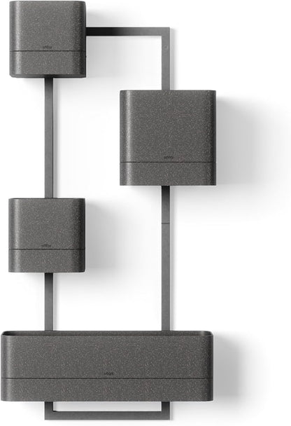 Umbra Cubiko Wall Planter with 4 Lightweight and Durable Pots (Black)