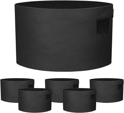 5 Pack 15 Gallon Grow Bags - Black Breathable Fabric Pots Heavy Duty Aeration Fabric Pots Thickened Nonwoven Fabric Pots Plant Grow Bags with Handle