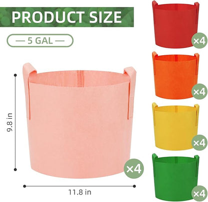 20 Pack 5 Gallon Grow Bags, Colorful Potato Plant Grow Bags with Handles, Nonwoven Garden Fabric Garden Pots for Vegetable Fruit Flowers Herbs Tomato Potato Growing (5 Gal)
