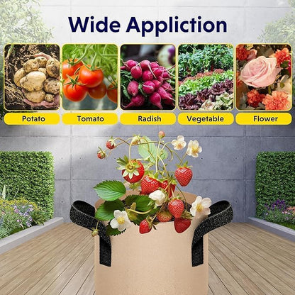 iPower 3 Gallon Grow Bags Nonwoven Fabric Pots Aeration Container with Strap Handles for Garden and Planting, 10-Pack Tan