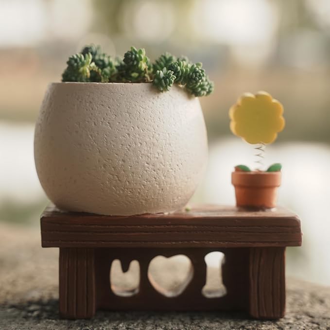 Smiley Face Planter Pots Sitting Sunflower Planter, Cute Planters for Indoor Outdoor Plants, Succulent Pots with Drainage Hole Unique Ideals Gift for Plant Lovers