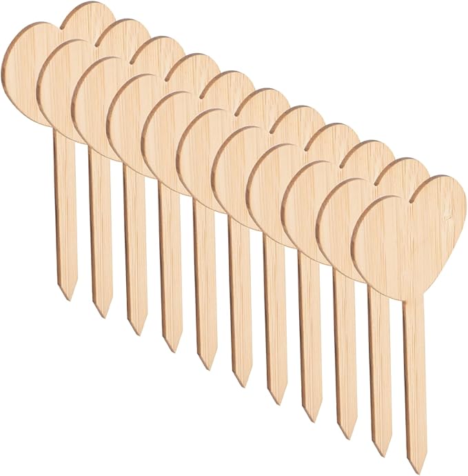 20pcs Wooden Heart Plant Labels - Cute Garden Markers for Potted Plants - Durable Plant Tags for Use