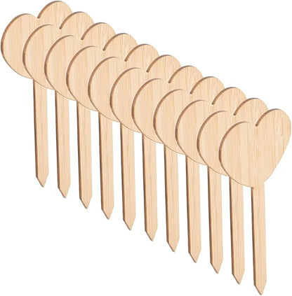 20pcs Wooden Heart Plant Labels - Cute Garden Markers for Potted Plants - Durable Plant Tags for Use