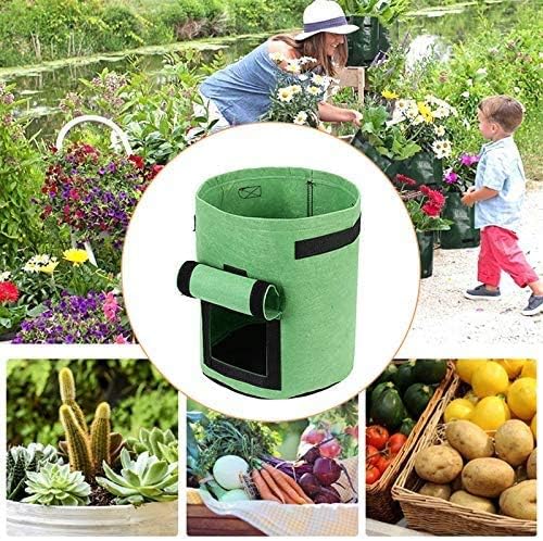 2 Pack 7 Gallon Potato Grow Bags, Planter Bag Heavy Duty, Thickened Growing Bags Garden Vegetable Planter with Handles & Large Harvest Window