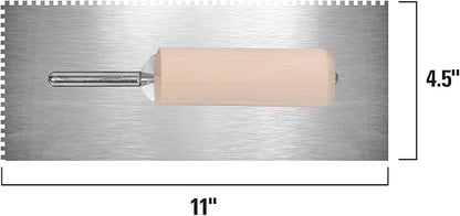 Roberts 1/8" x 1/8" x 1/8" Square-Notch Pro Wood Flooring Trowel with Wood Handle