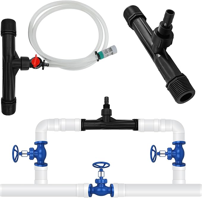 2Pcs 1 Inch Venturi Fertilizer Injector, Black Plastic Irrigation Mixer Tube, Agricultural Water System Device for Garden Farm Lawn