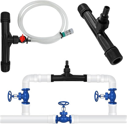 2Pcs 1 Inch Venturi Fertilizer Injector, Black Plastic Irrigation Mixer Tube, Agricultural Water System Device for Garden Farm Lawn