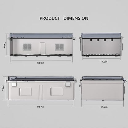 ABS Electrical Junction Box, Ventilated Design, Cable Grommets, IP65 Waterproof Enclosure, Indoor/Outdoor Use with Mounting Panel (Clear Cover, 19.7"x15.7"x7.9")