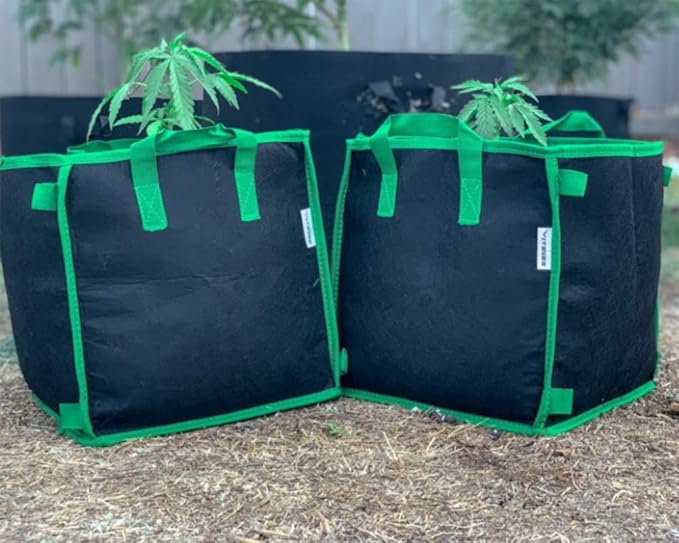 Lawei 5 Pack 10 Gallon Square Grow Bags, Thick Fabric Cubic Plant Pots with Handles, Heavy Duty Breathable Nursery Bags for Vegetables, Flowers, Plants, Indoor and Outdoor Gardening