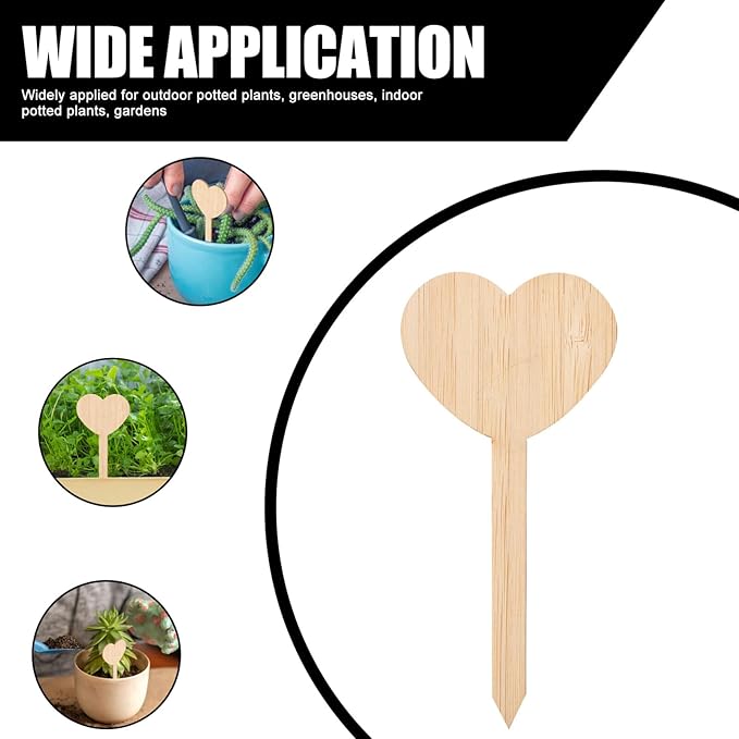 20Pcs Wooden Heart Design Plant Labels Garden Markers for Potted Plants Durable Wooden Tags for Plant Identification and Decoration Indoor and Outdoor Use