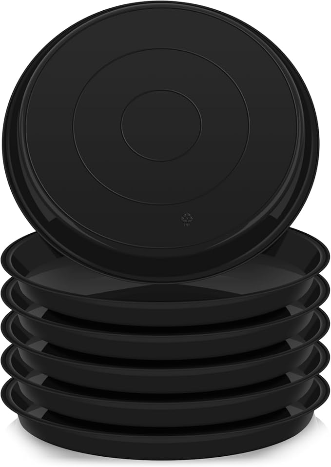 6 Pack of 22 inch Plant Saucer, Plant Tray 20 Inch Round, Plant Saucers for Indoors, Plant Trays for Pots, Flower Pot Saucers, Pot Saucers for Planter 17-23" (22", Black)