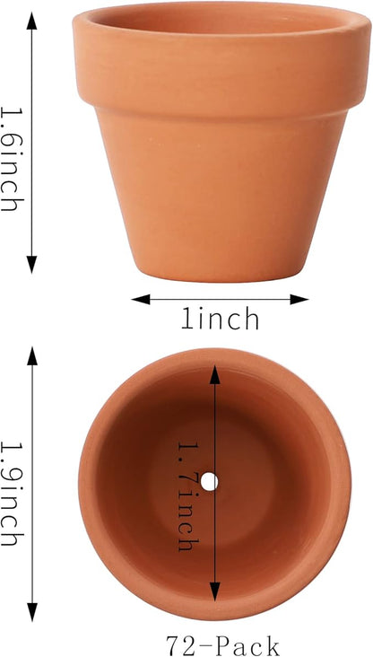 Yishang 1.9 Inch Tiny Terracotta Pots Pack of 72-Small Mini Clay Pots with Drainage Holes Flower Nursery Terra Cotta Planter for Tiny Cactus Herb lithop,Succulent Plants,Crafts,Wedding Favor