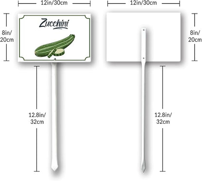 Boylee 8x12inch Aluminum Garden Signs for Vegetables, Flowers & Herbs - Modern, Weatherproof, Easy to Install - Zucchini Garden Signs with Stake
