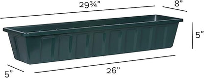 Root & Vessel Poly-Pro Plastic Flower Box Planter, Hunter Green, 30-Inch