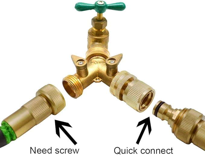 HQMPC Garden Hose Quick Connect Solid Brass Quick Connector Garden Hose Fitting Water Hose Connectors 3/4 inch GHT (6 Sets)