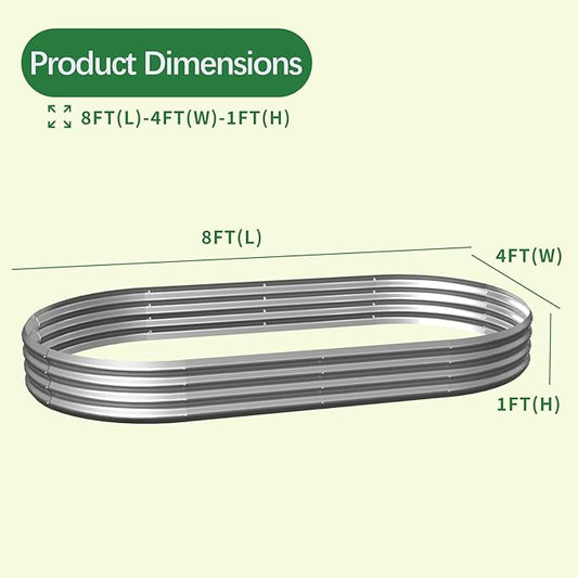 Galvanized Garden Bed kit for Vegetables/Herbs/Flowers (8X4X1)