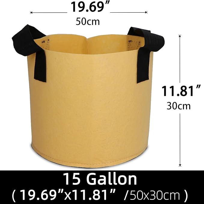 Grow Bags,Growing Pot Bags Garden Grow Bag Indoor Outdoor Fabric Aeration Plant Pot Container Flower Vegetable Pouch (Khaki,15Gallon)