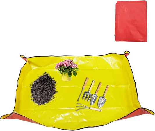 Extra Thick Waterproof Transplanting Mat for Gardening - 39.5x31.5 Inch Large Potting Tray for Plant Transplanting and Mess Control | Portable Succulent & Plant Repotting Mat