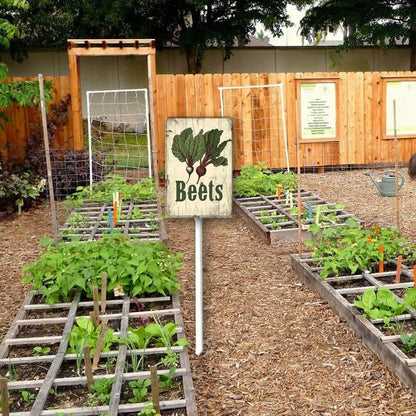Uptell Vintage Vegetable Signs for Garden with Stake Beets Yard Sign Vegetable Garden Label Stakes Plant Markers for Outdoor Plants Waterproof 8.8x7inch