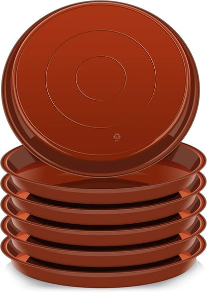 6 Pack of Plant Saucer 10 Inch, 10 inch Plant Saucer Round, Plastic Flower Plant Trays for Pots, Plant Saucers for Indoors 9", Plant Pot Saucers, Planter Tray for Planter 8-10" (10", Terracotta)
