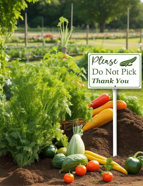 Boylee (8X12) IN Please Do Not Pick Zucchini Thank You Yard Sign With Stake Rustproof Aluminum Fruit Vegetable Signs Stand for Home Orchard Garden Outdoor Decoration