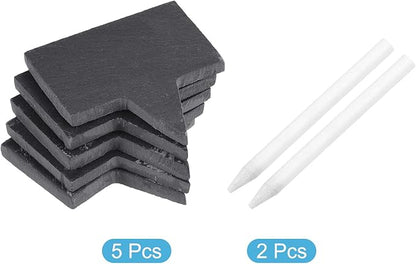 PATIKIL Plant Labels with Pen, 5Pcs Slate Square Shape Marker Tags for Outdoor Indoor Garden