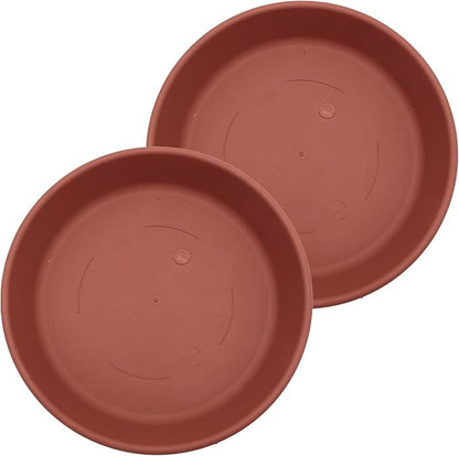 The HC Companies 12 Inch Classic Round Plant Saucer, Lightweight UV-Resistant Plastic Outdoor & Indoor Flower Pot Tray, 2-Pack Plant Pot Trays for Garden & Home Decor, Clay